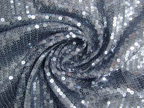 Great value 1m Piece- Embroidered Sequins On Stretch Mesh- Silver Blue #13533 available to order online Australia