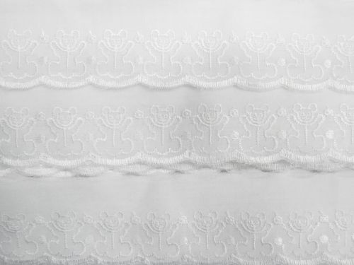 Great value 50mm Teddy Bear Broderie Trim- White #T862 available to order online Australia