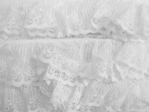 Great value 65mm Marie Ruffle Lace Trim- White #T863 available to order online Australia