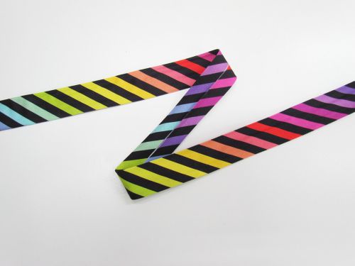 Great value 25mm Cotton Bias Binding- 1/8 Stripe- Black Rainbow- DVBB2800 available to order online Australia