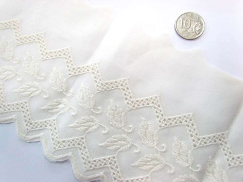 Great value 12cm Windswept Leaf Broderie Trim- Cream available to order online Australia