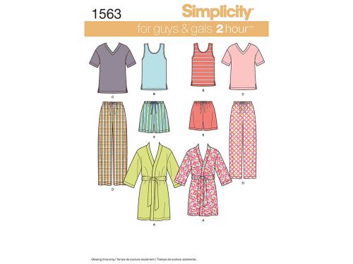 Great value Simplicity Pattern S1563 Women's Men's and Teens' Sleepwear- Size A (XS-S-M-L-XL) available to order online Australia
