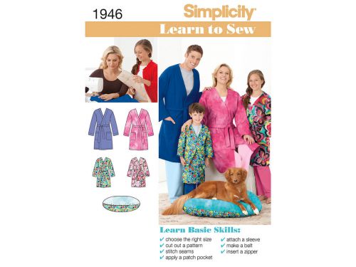 Great value Simplicity Pattern S1946 Learn to Sew Child's Teen's & Adults' Robe- Size A (XS - L / XS - XL) available to order online Australia