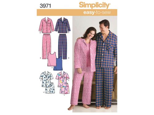 Great value Simplicity Pattern S3971 Women's & Men's Plus Size Sleepwear- Size BB (XL XXL XXXL) available to order online Australia