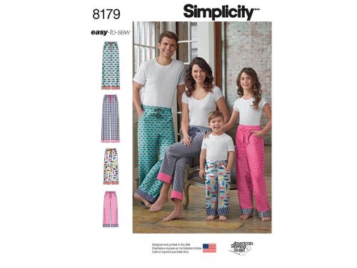 Great value Simplicity Pattern S8179 Child, Teen and Adult Lounge Pant- Size A (XS - L / XS - XL) available to order online Australia
