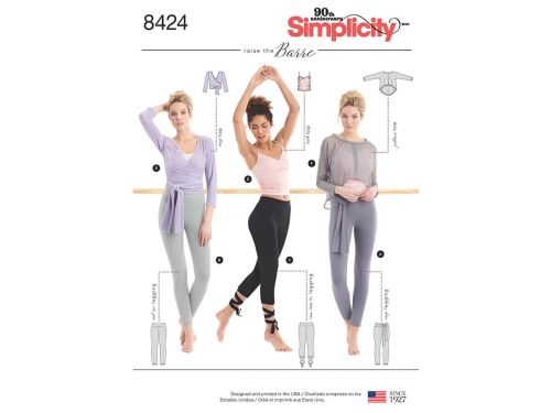 Great value Simplicity Pattern S8424 Women's Knit Leggings in Two Lengths and Three Top Options- Size A (XXS-XS-S-M-L-XL-XXL) available to order online Australia
