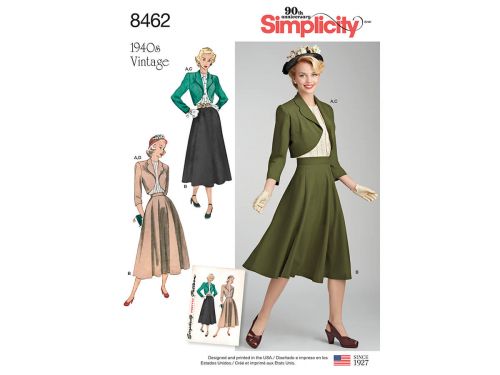 Great value Simplicity Pattern S8462 Women’s Vintage Blouse, Skirt and Lined Bolero- Size U5 (16-18-20-22-24) available to order online Australia