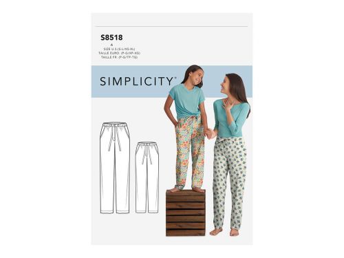 Great value Simplicity Pattern S8518 Girls' and Misses' Slim Fit Lounge Trousers- Size A (S - L / XS - XL) available to order online Australia