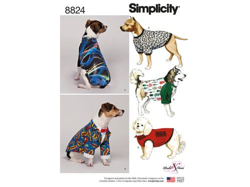 Great value Simplicity Pattern S8824 Dog Coats in Three Sizes- Size A (S-M-L) available to order online Australia