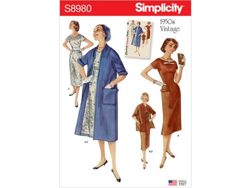 Great value Simplicity Pattern S8980 Misses' Vintage Dresses and Lined Coats- Size 14-16-18-20-22 available to order online Australia