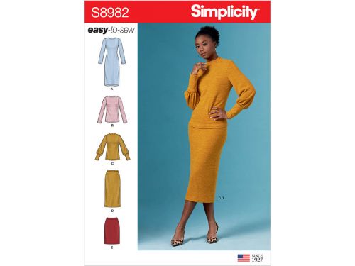 Great value Simplicity Pattern S8982 Misses' Knit Two Piece Sweater Dress, Tops, Skirts- Size 14-16-18-20-22 available to order online Australia