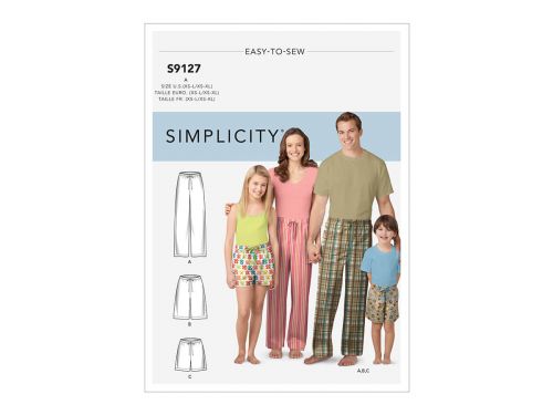 Great value Simplicity Pattern S9127 Unisex Sleepwear- Size A (XS - L / XS - XL) available to order online Australia