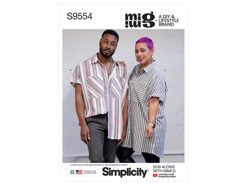 Great value Simplicity Pattern S9554 Unisex Shirt in Two Lengths- Size A (XS-S-M-L-XL-XXL) available to order online Australia