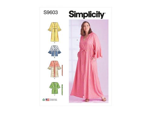 Great value Simplicity Pattern S9603 WOMEN'S CAFTANS & WRAPS- Size GG (26W-28W-30W-32W) available to order online Australia