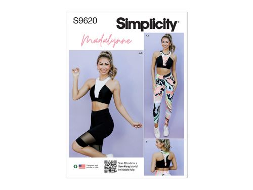 Great value Simplicity Pattern S9620 Misses' and Women's Knit Sports Bra, Leggings and Bike Shorts by Madalynne Intimates- Size BB (1XL-2XL-3XL-4XL-5XL) available to order online Australia