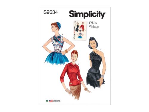 Great value Simplicity Pattern S9634 Misses' Vintage Blouses and Cummerbund- Size U5 (16-18-20-22-24) available to order online Australia