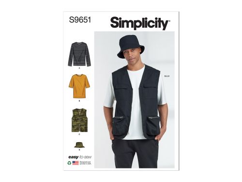 Great value Simplicity Pattern S9651 Men's Knit Top, Vest and Hat- Size BB (44-46-48-50-52) available to order online Australia