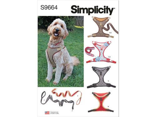 Great value Simplicity Pattern S9664 DOG HARNESS IN SIZES S-M-L AND LEASH WITH TRIM OPT- Size A (ALL SIZES) available to order online Australia