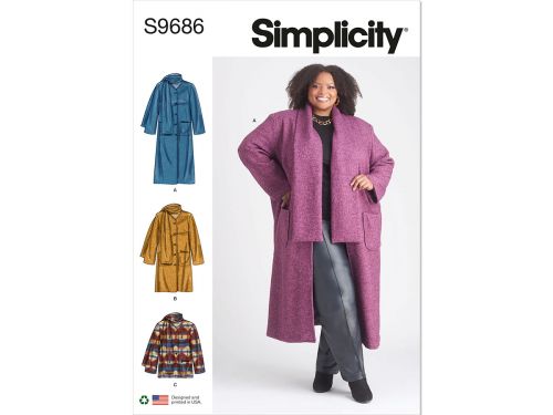 Great value Simplicity Pattern S9686 WOMENS' COAT AND JACKET- Size W3 (30W-32W-34W-36W-38W) available to order online Australia
