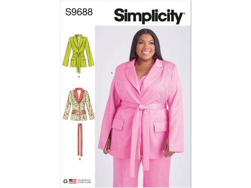 Great value Simplicity Pattern S9688 MISSES' AND WOMEN'S JACKET WITH TIE BELT- Size W3 (30W-32W-34W-36W-38W) available to order online Australia