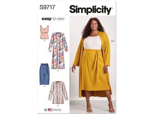 Great value Simplicity Pattern S9717 Women's Co-ordinate Knit Top, Cardigan and Skirt- Size W3 (30W-32W-34W-36W-38W) available to order online Australia