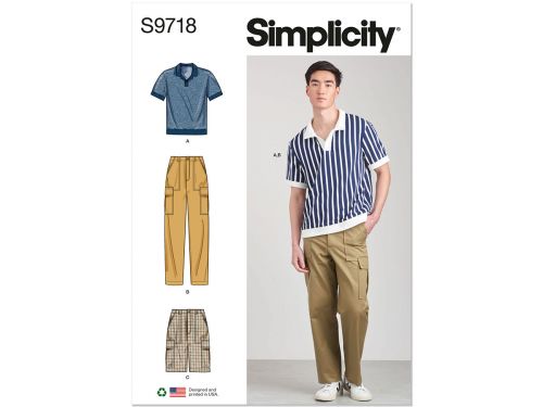 Great value Simplicity Pattern S9718 Men's Knit Top, Cargo Pants and Shorts- Size BB (48-50-52-54-56) available to order online Australia