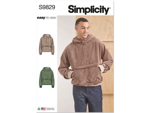 Great value Simplicity Pattern S9829 Mens Hoodie- Size A (S-M-L-XL-XXL) available to order online Australia