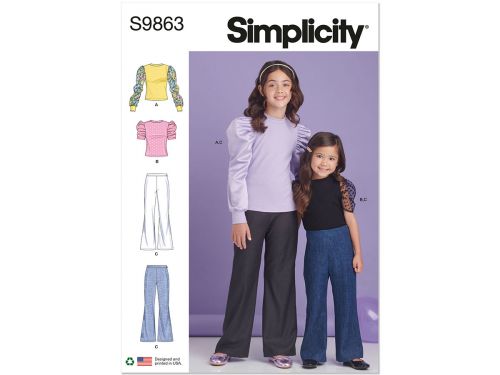 Great value Simplicity Pattern S9863 CHILDREN'S AND GIRLS' TOP AND PANTS- Size K5 (7-8-10-12-14) available to order online Australia