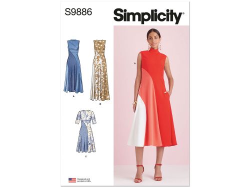 Great value Simplicity Pattern S9886 MISSES' DRESS WITH LENGTH VARIATIONS- Size P5 (12-14-16-18-20) available to order online Australia