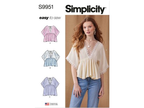 Great value Simplicity Pattern S9951 MISSES' TOP IN TWO LENGTHS- Size Y5 (18-20-22-24-26) available to order online Australia