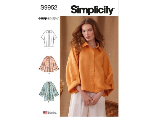 Great value Simplicity Pattern S9952 MISSES' SHIRTS- Size A (S-M-L-XL-XXL) available to order online Australia