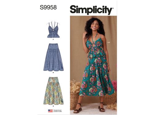 Great value Simplicity Pattern S9958 MISSES' TOP AND SKIRT- Size Y5 (18-20-22-24-26) available to order online Australia