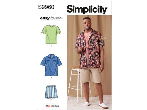 Great value Simplicity Pattern S9960 MEN'S KNIT T-SHIRT, SHIRT AND SHORTS- Size BB (44-46-48-50-52) available to order online Australia