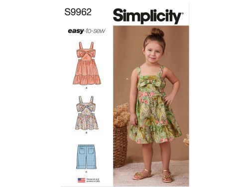 Great value Simplicity Pattern S9962 CHILDREN'S DRESS, TOP AND SHORTS- Size A (3-4-5-6-7-8) available to order online Australia