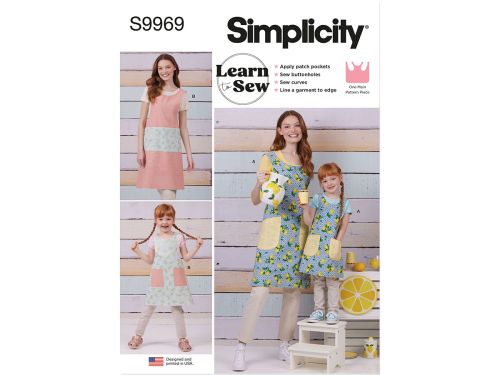 Great value Simplicity Pattern S9969 CHILDREN'S AND MISSES' REVERSIBLE APRONS- Size A (S - L / S - L) available to order online Australia