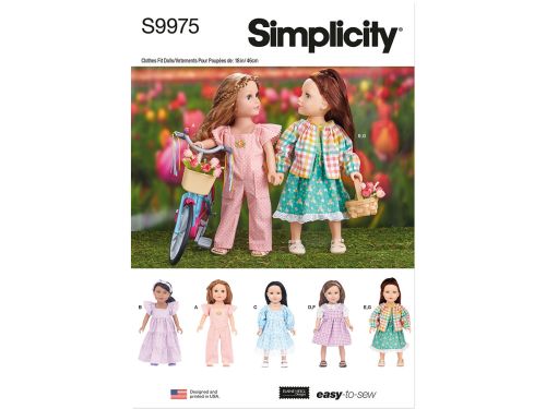 Great value Simplicity Pattern S9975 18" DOLL CLOTHES- Size OS (ONE SIZE) available to order online Australia