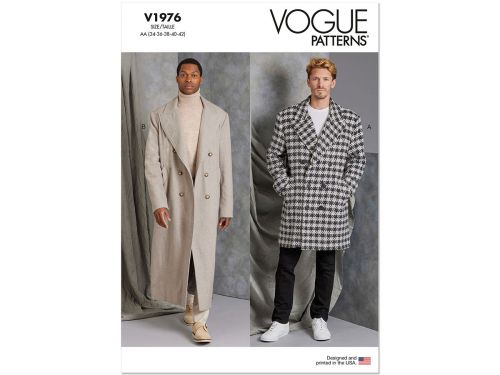 Great value Vogue Pattern V1976 Men's Coat In Two Lengths- Size BB (44-46-48-50-52) available to order online Australia