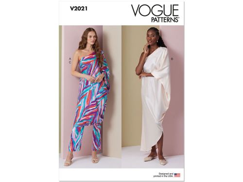 Great value Vogue Pattern V2021 MISSES' ONE SHOULDER DRESS AND PANTS- Size A (S-M-L-XL) available to order online Australia