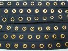 18m Roll of Cotton Eyelet Tape - Gold on Black #3448