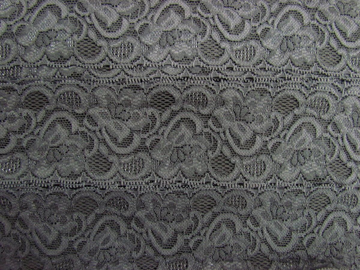 55mm Josephine Stretch Floral Lace Trim Grey 269