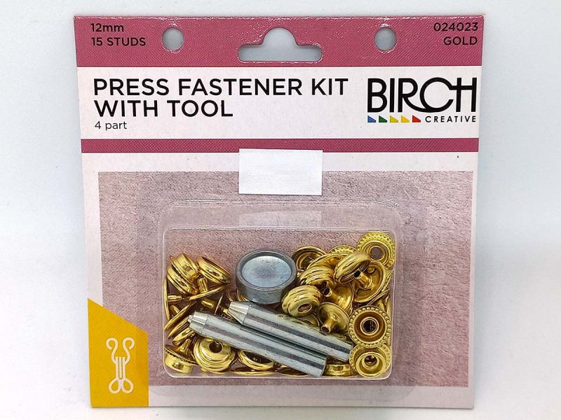 Press Fasteners Example Press Fastener Kit with Tool- 12mm- Gold- Pack of 15 | Fasteners Fabric ...